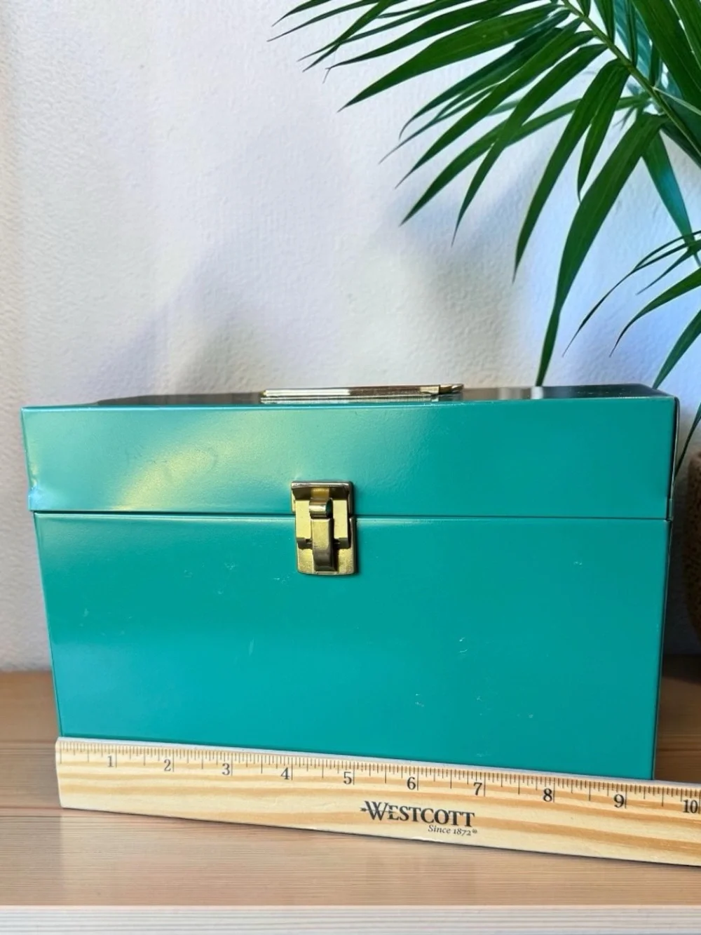Vintage Worcester T&S Rochdale Mass Green Metal Storage Box Industrial Organizer